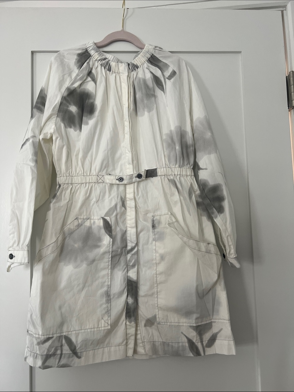Girl’s White & Gray Printed Lightweight Dress